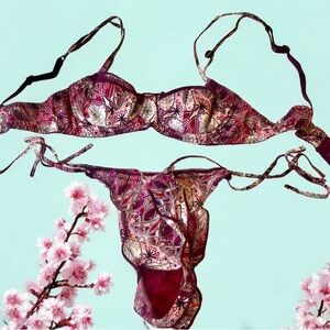 Fleur’t Intimates Bra and String Bikini Panties 32A + Small - Liberty of London